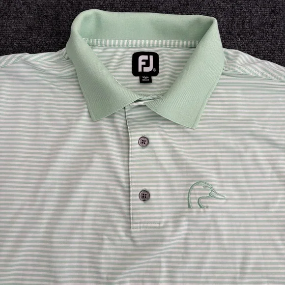 FootJoy Polo Shirt Mens XL Extra‎ Large Green Striped Short Sleeve Golf Casual - Picture 3 of 10